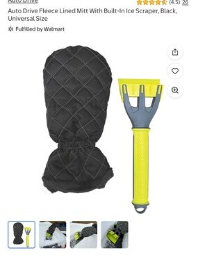 Fleece lined mitt with ice scraper